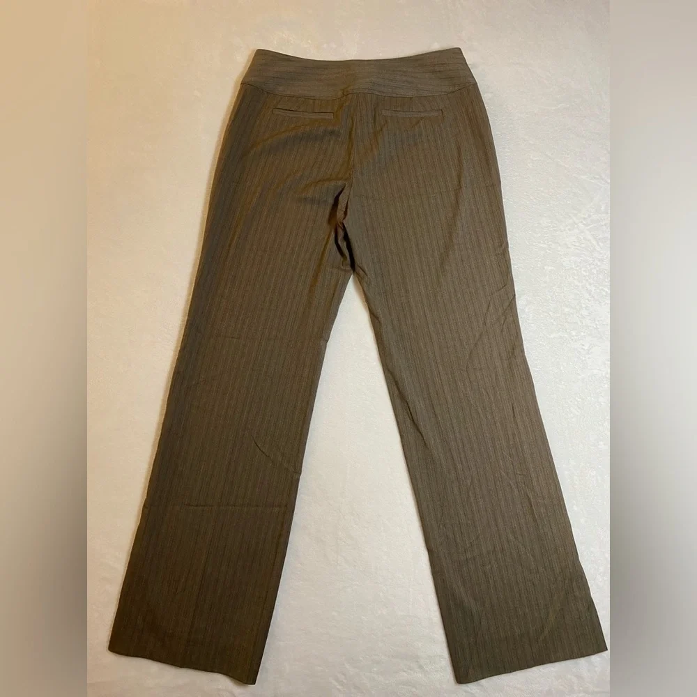 Cabi‎ Dress Pants Pin Stripe Brown Straight Wide Leg Career Trouser Size 4
